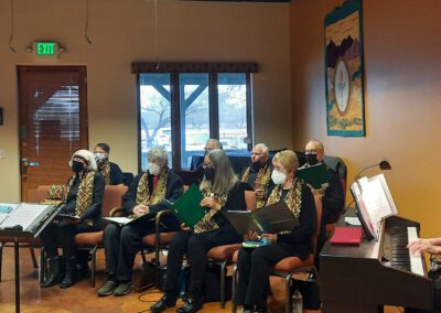 A photo of the Borderlands Unitarian Universalist Church Choir at Sunday Services