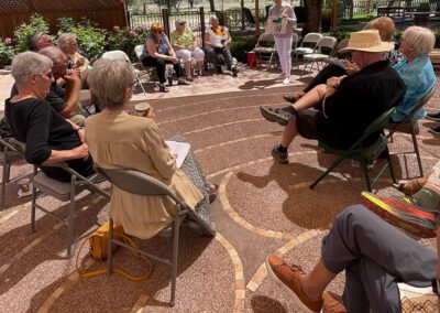 photo of the BUU Book Club in the garden